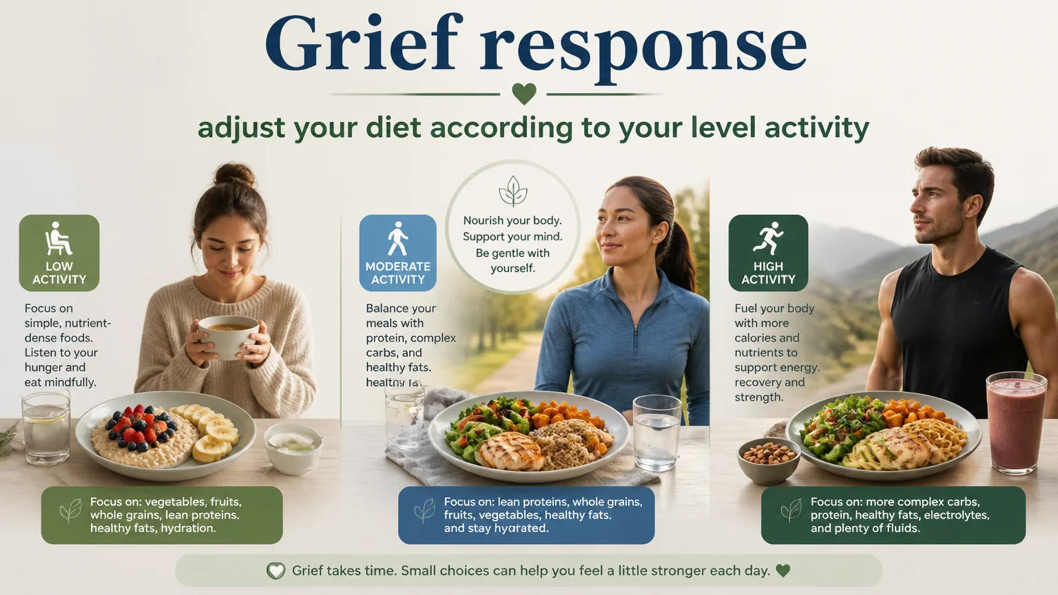Grief response  adjust your diet according to your level activity - life coaching