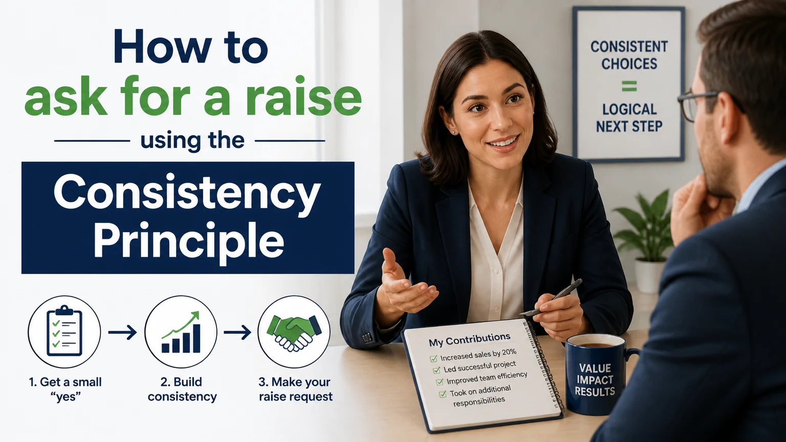How to ask for a raise using the consistency principle - techniques persuasion manipulation