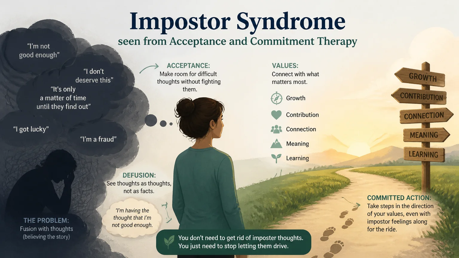 Impostor syndrome seen from acceptance and commitment therapy