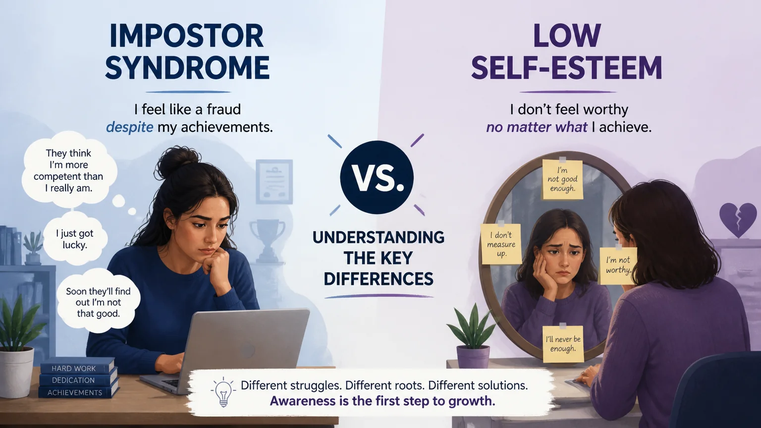 Impostor syndrome vs. low self-esteem: understanding the key differences - syndrome impostor