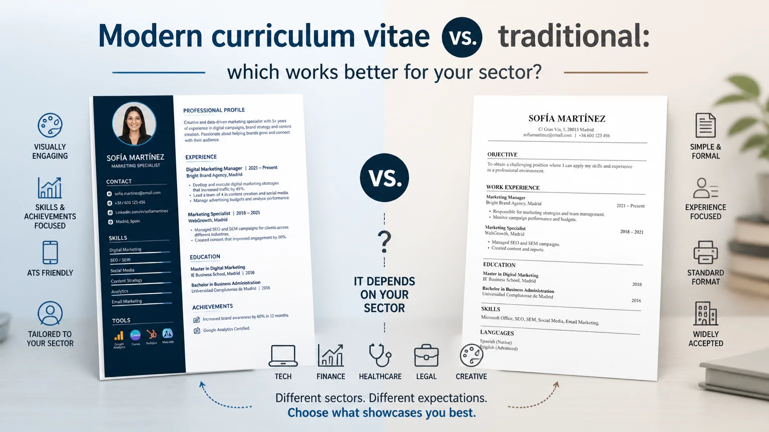 Modern curriculum vitae vs. traditional: which works better for your sector? - cv creation