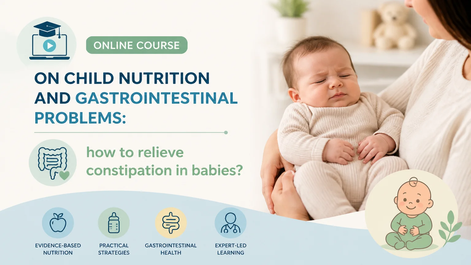 Online course on child nutrition and gastrointestinal problems: how to relieve constipation in babies? - nutrition children
