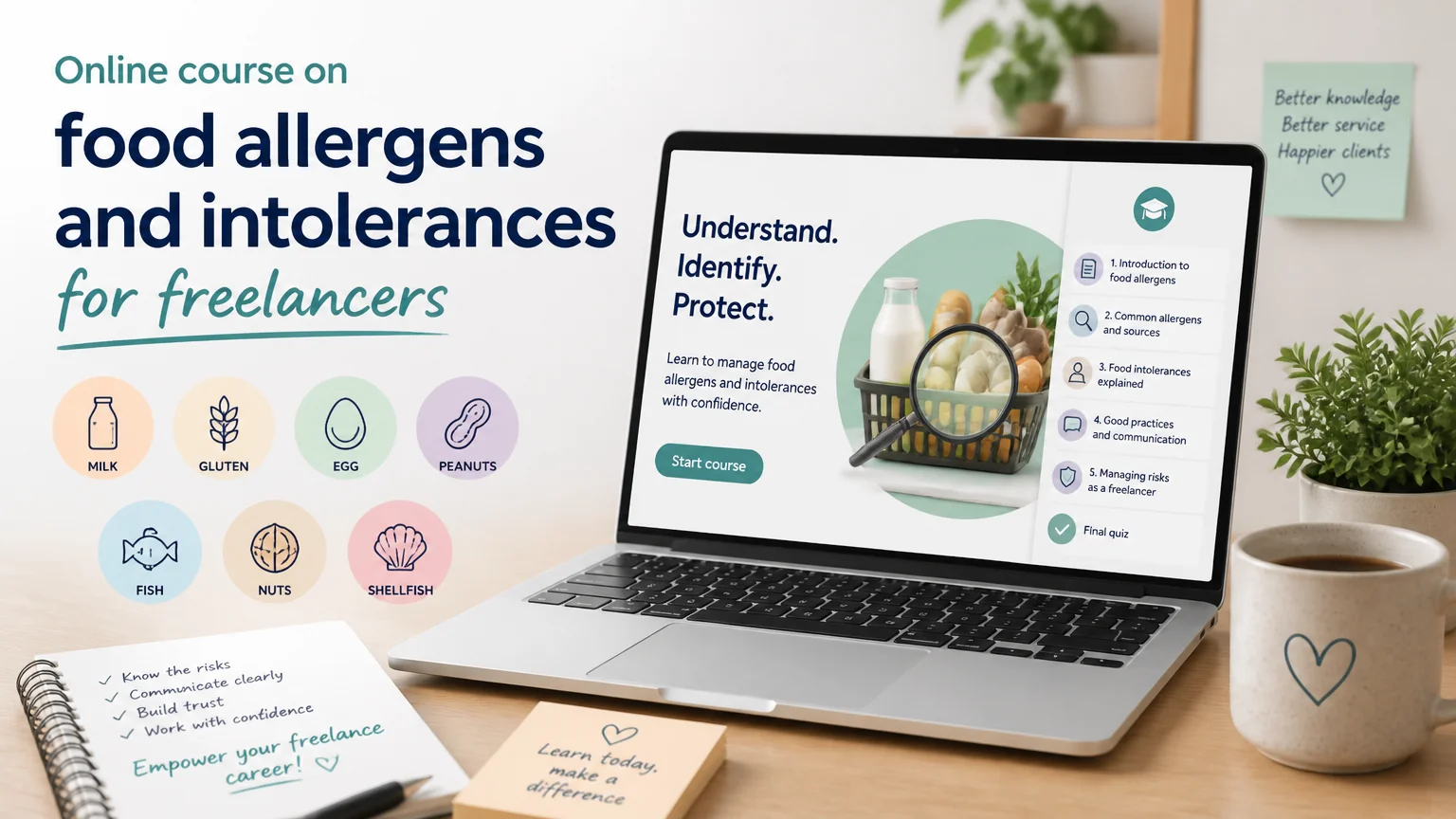 Online course on food allergens and intolerances for freelancers - allergens
