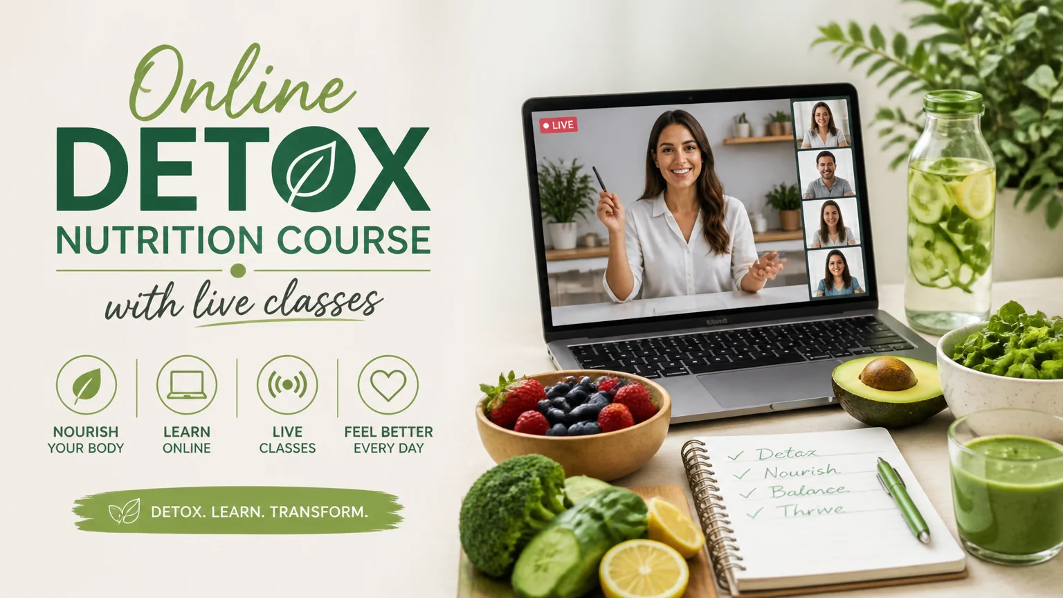 Online detox nutrition course with live classes - nutrition detox
