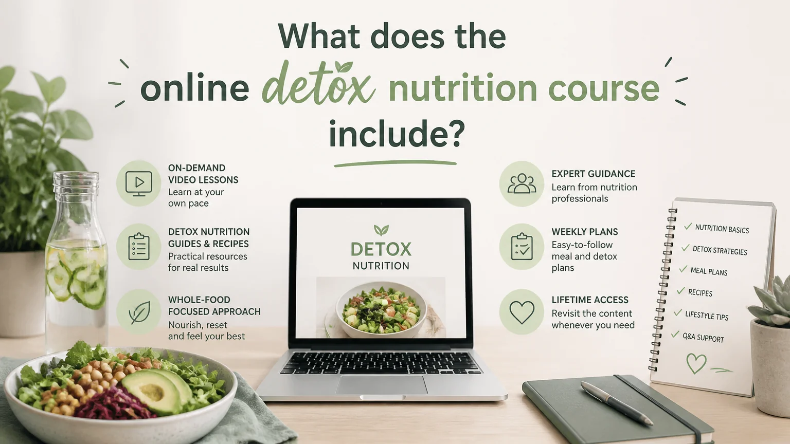 What does the online detox nutrition course include?